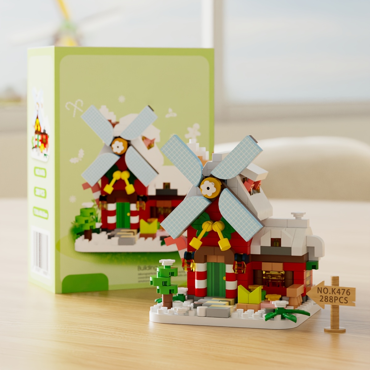 Windmill Cottage Building Block Toy Set, Holiday Gift